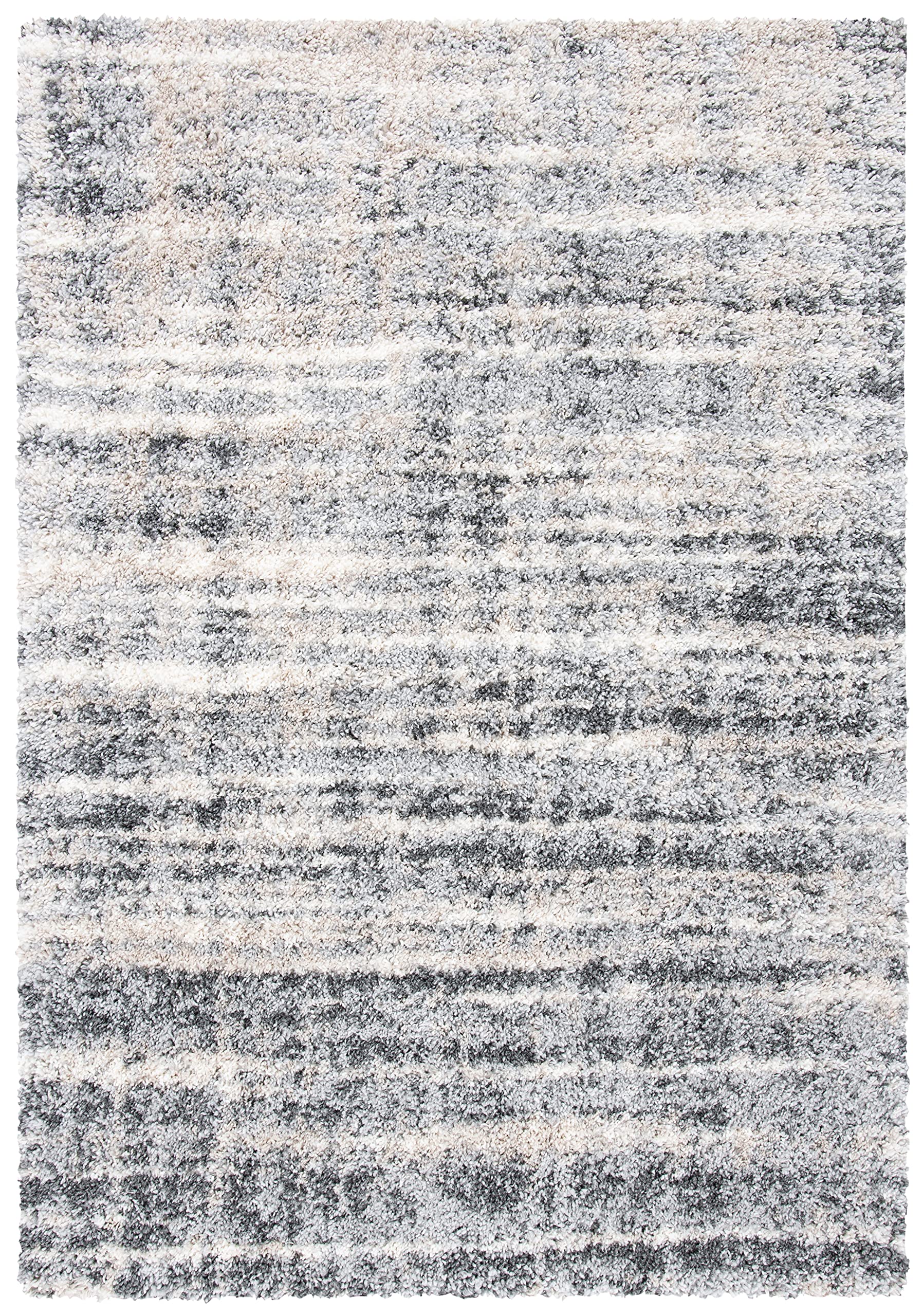 SAFAVIEH Fontana Shag Collection Area Rug - 10' x 14', Grey & Ivory, Modern Design, Non-Shedding & Easy Care, 2-inch Thick Ideal for High Traffic Areas in Living Room, Bedroom (FNT856G)