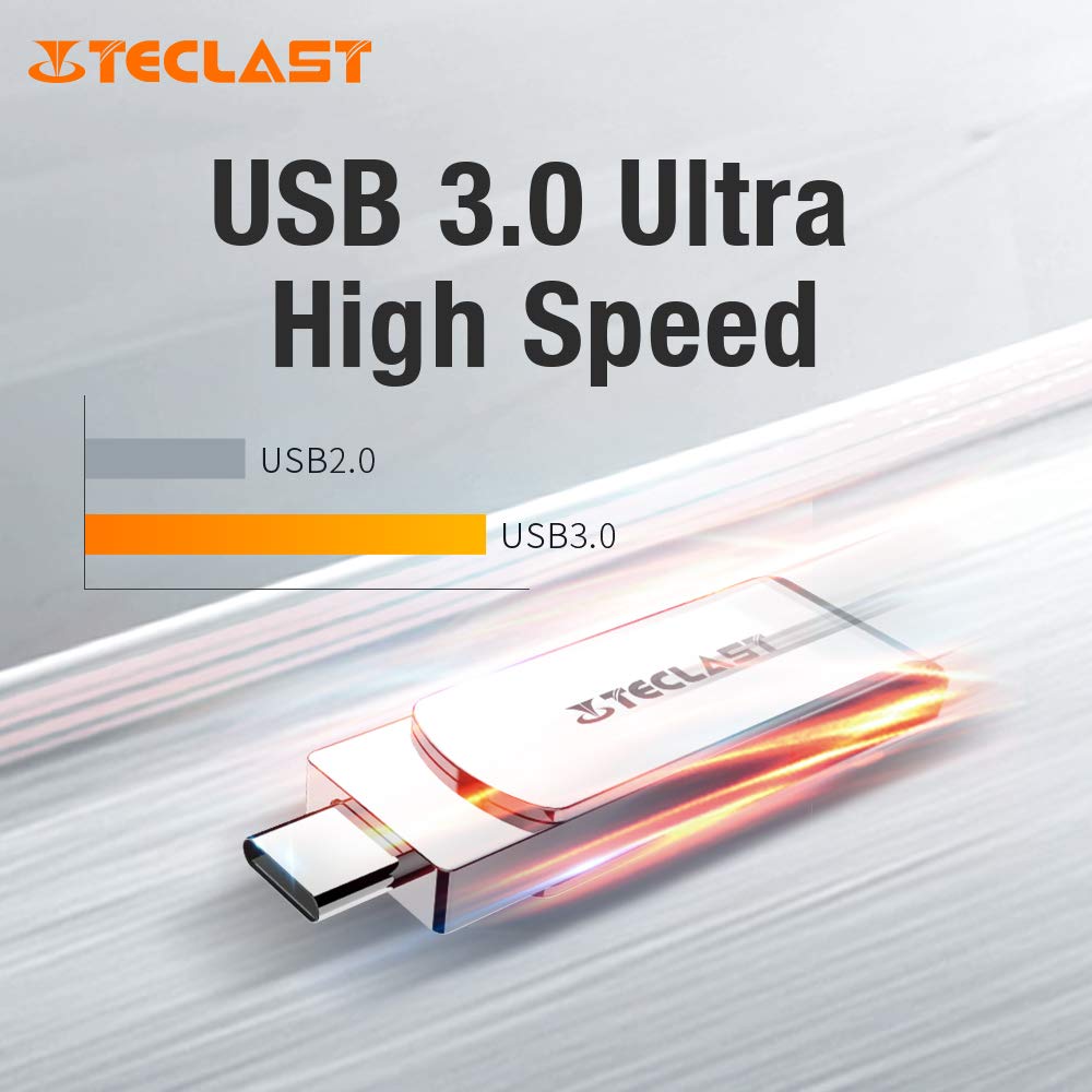 TECLAST 64GB Type-C USB3.0 Flash Drive Thin Metal U-Disk High Speed Rotated Design