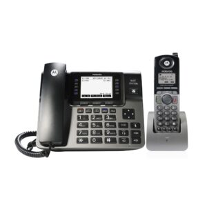 motorola ml1250 4 line corded/cordless phone system, 1 handset, black/silver