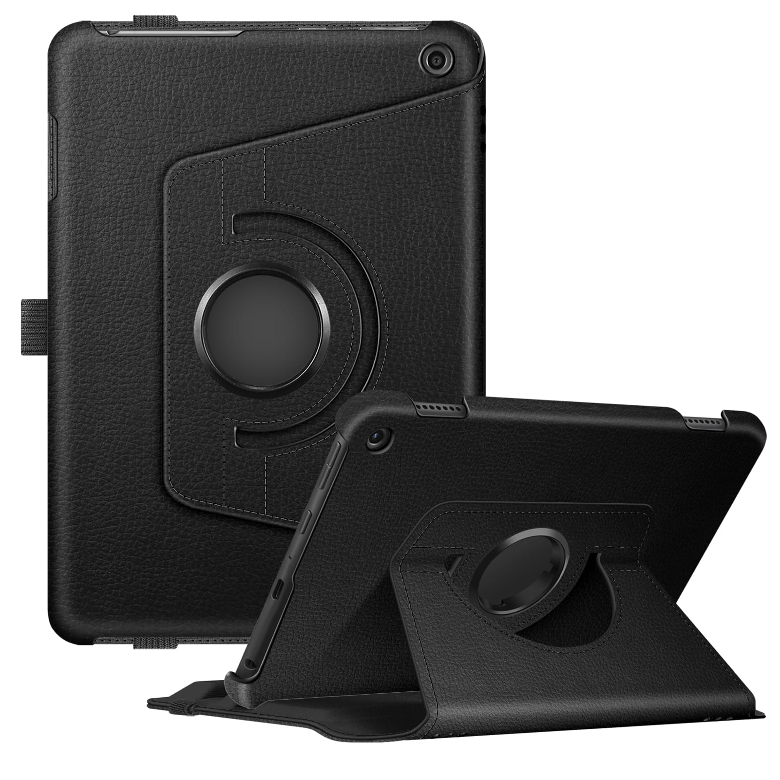 Fintie Case for Kindle Fire HD 8 & HD 8 Plus Tablet (Fits Both 12th Gen 2022 & 10th Gen 2020 Release) - 360 Degree Rotating Swivel Stand Protective Cover with Dual Auto Sleep Wake, Black