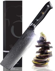 oxford chef nakiri chef knife 6.5 inch - damascus japanese vg10 super steel 67 layer high carbon stainless steel