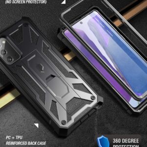 Poetic Spartan Series for Samsung Galaxy Note 20 Case, Full-Body Rugged Dual-Layer Metallic Color Accent with Premium Leather Texture Shockproof Protective Cover with Kickstand, Gun Metal