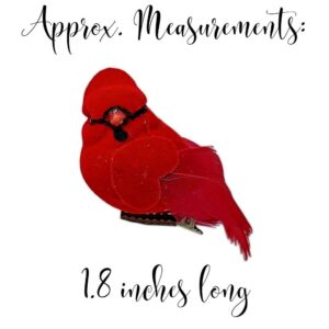 BANBERRY DESIGNS Red Feathered Cardinal Bird Ornaments - Set of 20 Cardinal Clip-On - Flocked with Feathered Wings and Tail 3" L