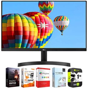 lg 24ml600m-b 24 inch fhd ips led 1920x1080 amd freesync monitor with dual hdmi bundle with 1 yr cps enhanced protection pack and elite suite 18 standard editing software bundle