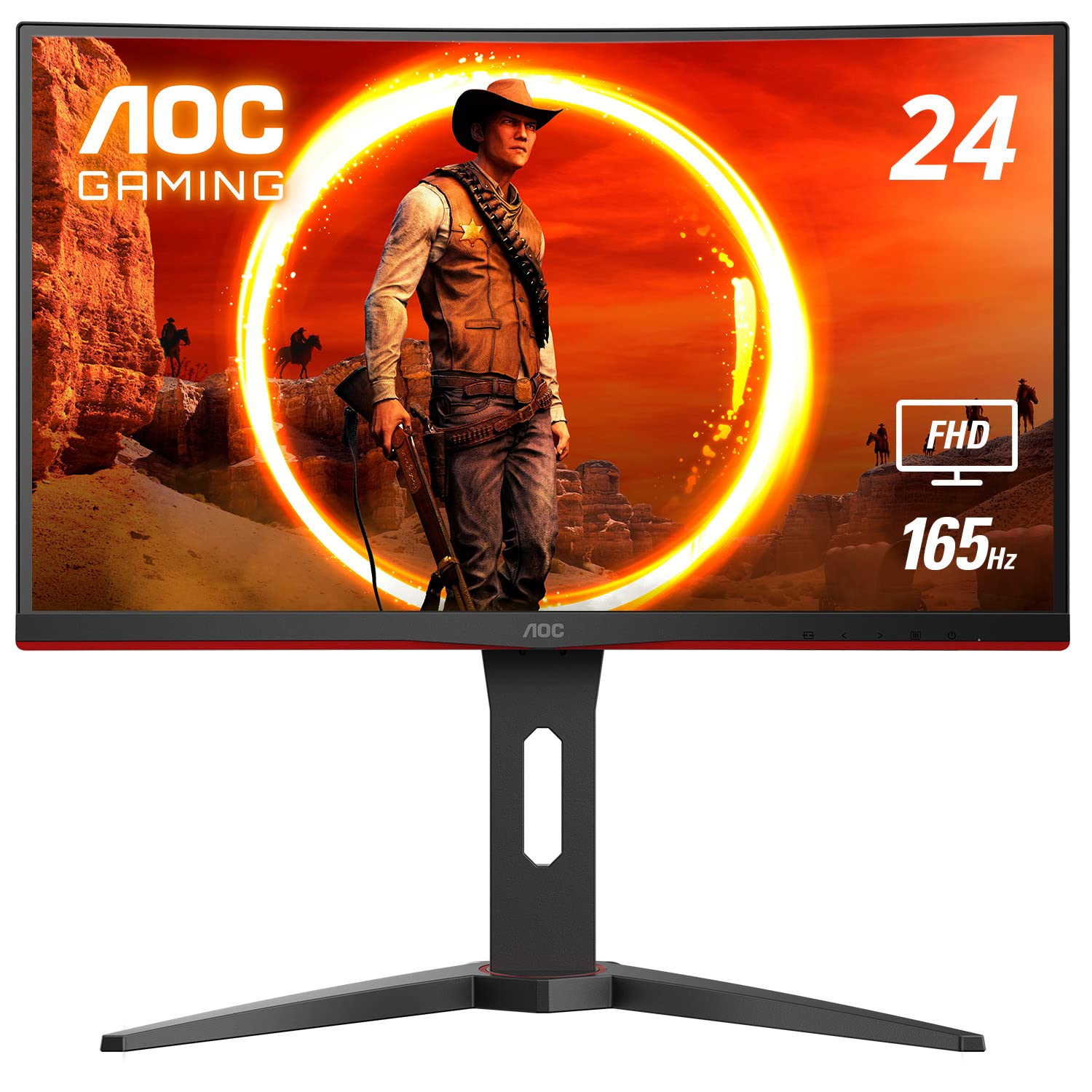 AOC C24G1A 24" Curved Frameless Gaming Monitor, FHD 1920x1080, 1500R, VA, 1ms MPRT, 165Hz (144Hz supported), FreeSync Premium, Height adjustable Black