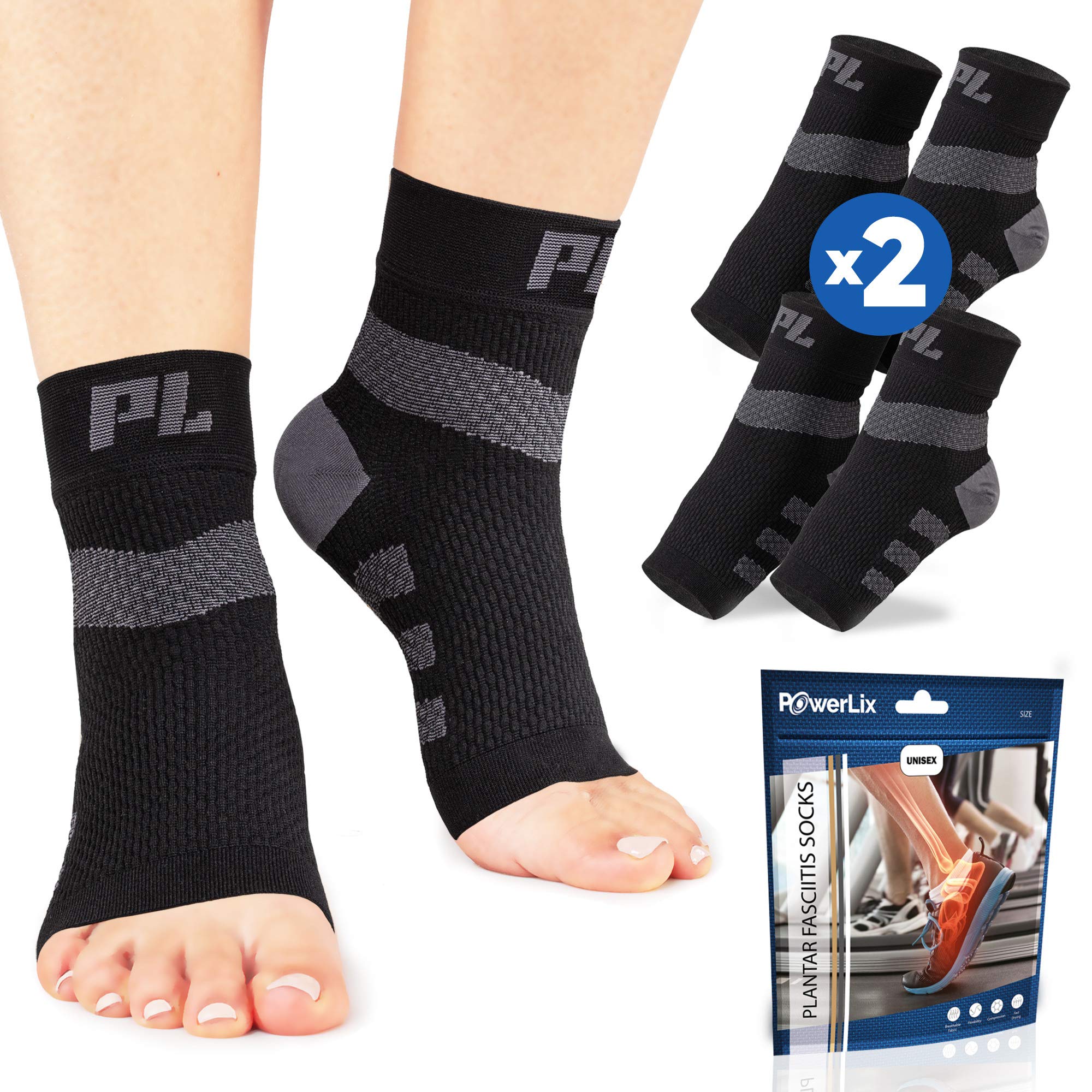 POWERLIX Feet Orthopedic Brace Plantar fasciitis socks (2 Pairs) for Plantar Fasciitis