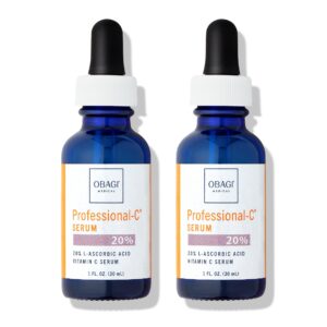 obagi professional c serum 20%, vitamin c facial serum with concentrated 20% l ascorbic acid for normal to oily skin, 1.0 fl oz pack of 2