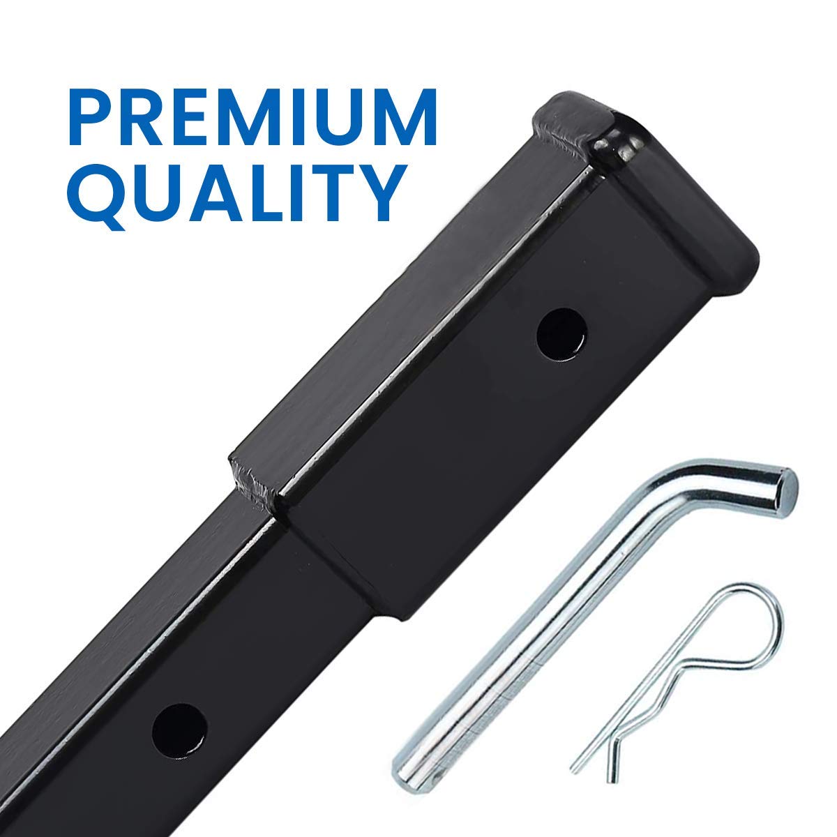 Zento Deals Trailer Hitch Receiver Steel Tube - Steel 2 inch Tube Extenders, Extension Pin and Clip Included, Heavy Duty 3500 lbs. Capacity, Extends Up to 7" Premium Quality