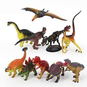 mini tudou 10 pcs dinosaur building blocks, realistic dinosaur toys figurine to create dino world including t rex, triceratops, velociraptor, educational diy 3d puzzle model toy set for kids & adults