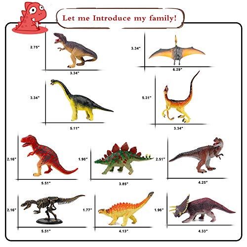 Mini Tudou 10 PCS Dinosaur Building Blocks, Realistic Dinosaur Toys Figurine to Create Dino World Including T Rex, Triceratops, Velociraptor, Educational DIY 3D Puzzle Model Toy Set for Kids & Adults