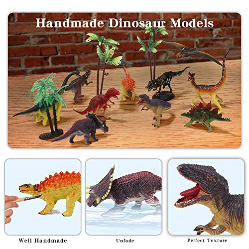 Mini Tudou 10 PCS Dinosaur Building Blocks, Realistic Dinosaur Toys Figurine to Create Dino World Including T Rex, Triceratops, Velociraptor, Educational DIY 3D Puzzle Model Toy Set for Kids & Adults