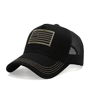 uphily black us american flag trucker cap - mid profile curved bill patriotic mesh dad hat for men women