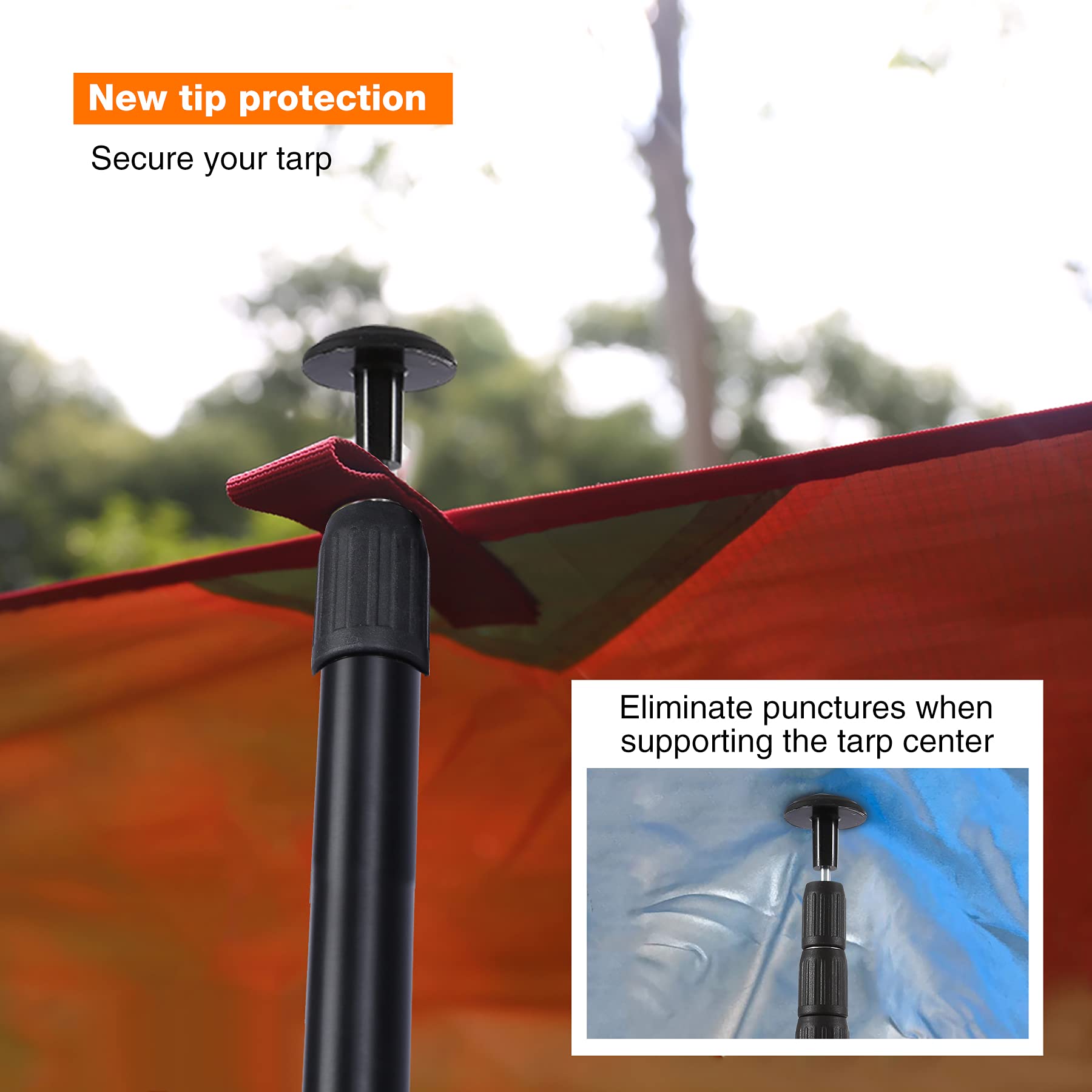 REDCAMP Aluminum Adjustable Camping Tarp Poles, Set of 2, 36in to 90in Telescoping Lightweight waterproof Tent Poles for Shelter, Hammock Rain Fly, Awning, Black