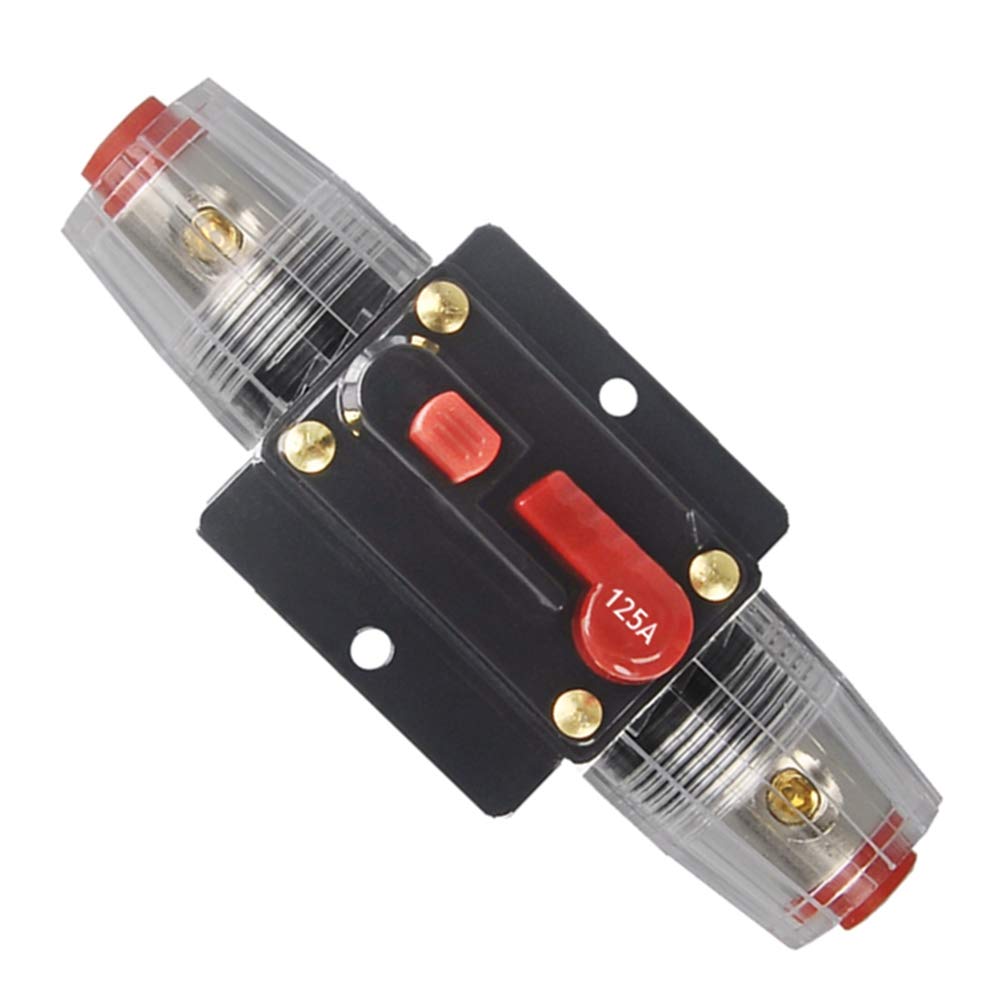 WOHHOM 30A 40A 50A 60A 80A 100A 125A 150A Audio Circuit Breaker Auto Car Stereo Inline Fuse Holders Inverter, Manual Reset 12V-24V DC for Automotive Marine Boat Audio System Protection (125A)