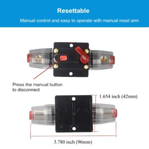 WOHHOM 30A 40A 50A 60A 80A 100A 125A 150A Audio Circuit Breaker Auto Car Stereo Inline Fuse Holders Inverter, Manual Reset 12V-24V DC for Automotive Marine Boat Audio System Protection (125A)