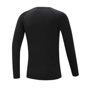 LEAO Youth Boys Compression Shirt Long Sleeve Fleece Quick Dry Sports Baselayer Soccer Baseball Basketball Undershirt Black S