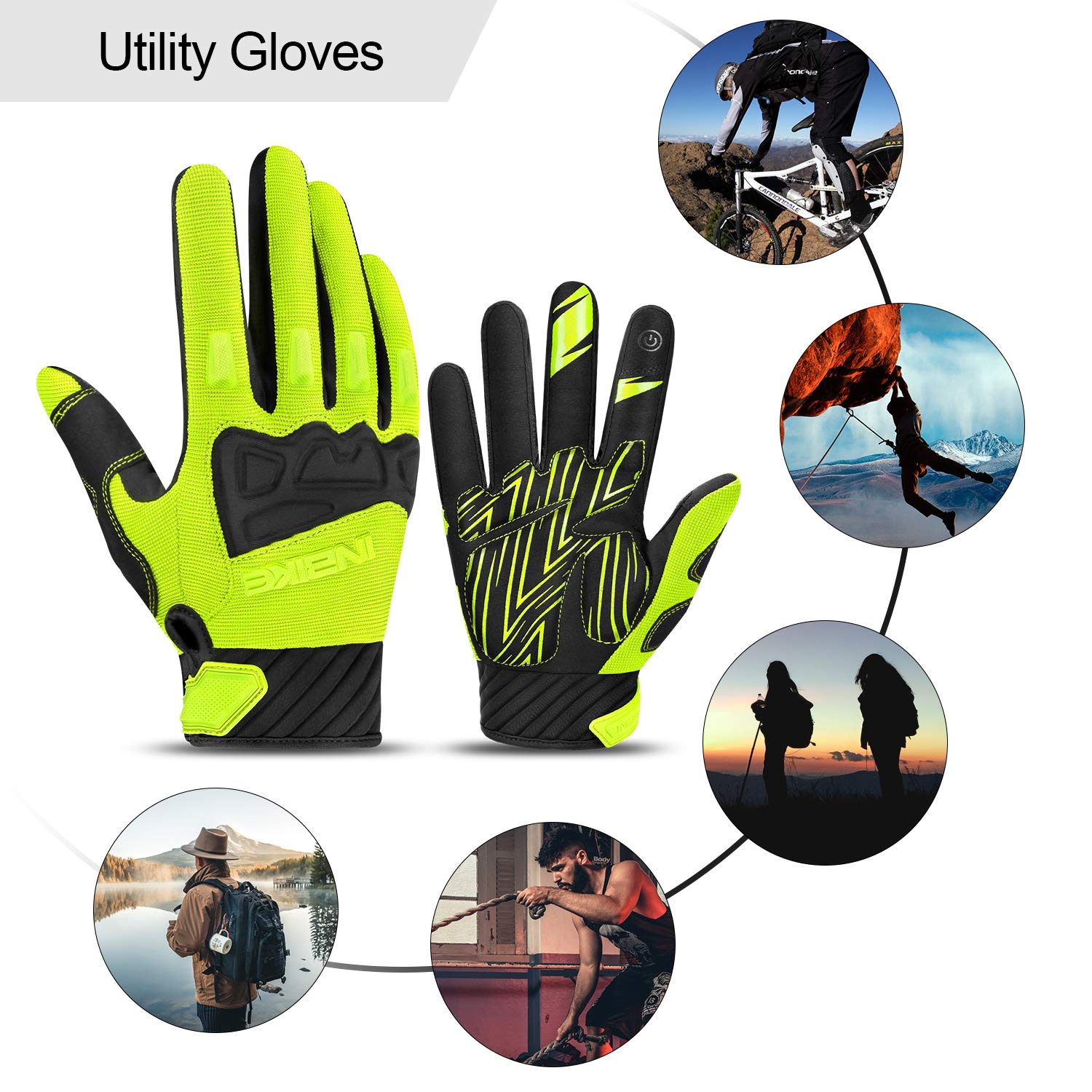 INBIKE Mountain Bike Gloves for Men Knuckle Guard Padded Men's Cycling Gloves Breathable for MTB Motocross Racing Dirtbike