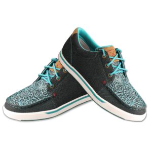 twisted x women's kicks - casual sneakers made with hybrid performance leather, ecotweed lining, and blended rice husk outsole, dark teal & teal, 10 m