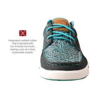 Twisted X Women's Kicks - Casual Sneakers Made with Hybrid Performance Leather, ecoTweed Lining, and Blended Rice Husk Outsole, Dark Teal & Teal, 10 M