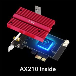 Cudy New AX5400 WiFi 6E PCIe Card, Bluetooth 5.2 PCIe Adapter, AX210 Inside,Tri Band Wireless Adapter, Bluetooth 5.2, Low-Profile Bracket, WPA3, MU-MIMO, OFDMA, Heat Sink, Windows 11, 10, WE4000