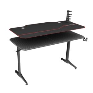 SogesHome 55 inch Gaming Desk with Cup Holder, Computer Desk Pro Gamer Desk Headphone Rack, PC Office Tables with USB Charger