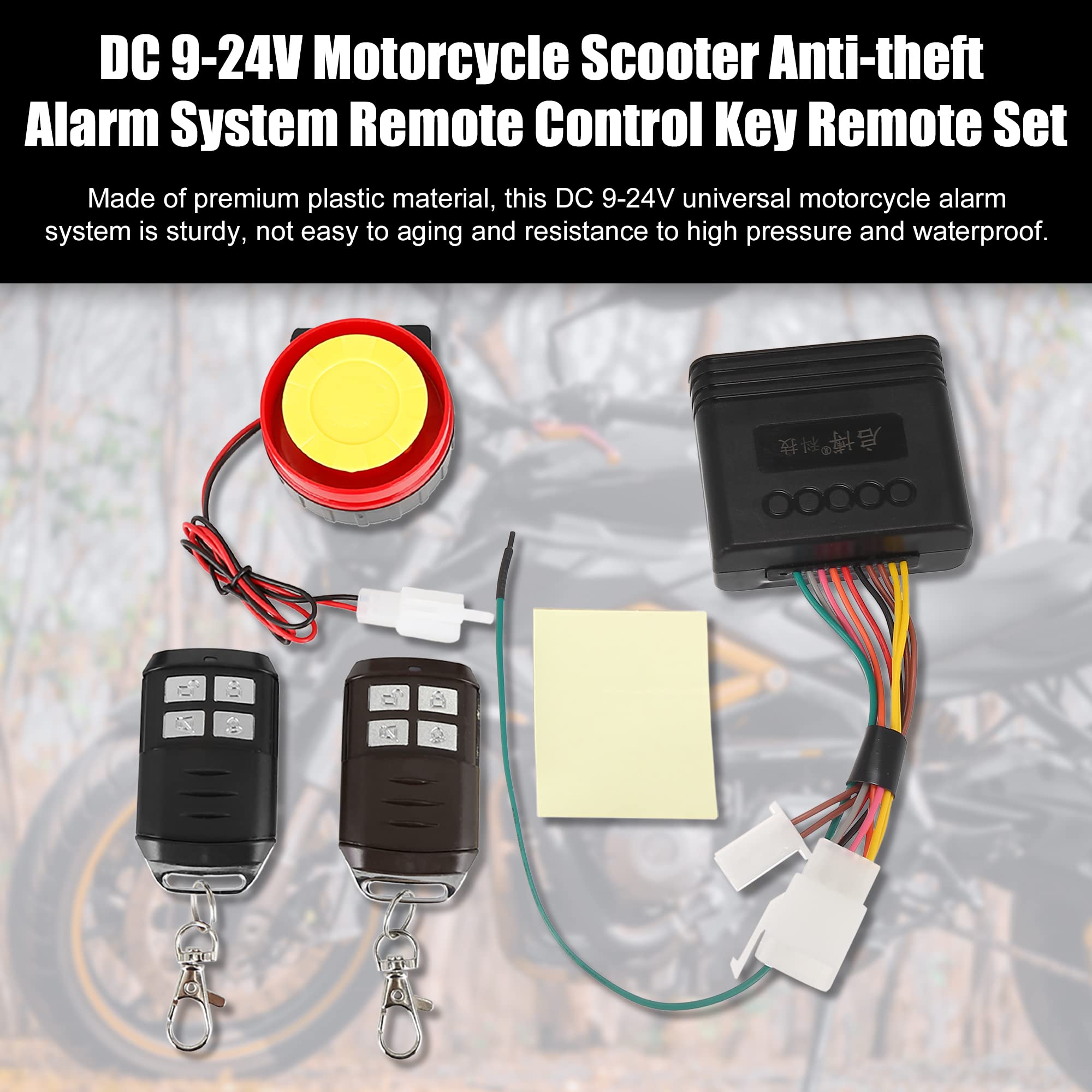 F FIERCE CYCLE DC 9-24V Motorcycle Scooter Anti-Theft Alarm System Remote Control Key Remote Set Engine 125dB Alarm Speaker