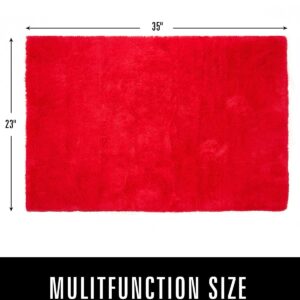 LOCHAS Ultra Soft Indoor Modern Area Rugs Fluffy Living Room Carpets for Children Bedroom Home Decor Nursery Rug,2x3 Feet, Red