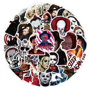 50pcs thriller horror movie killer role character stickers for water bottle cup laptop guitar car motorcycle bike skateboard luggage box vinyl waterproof graffiti patches xqx