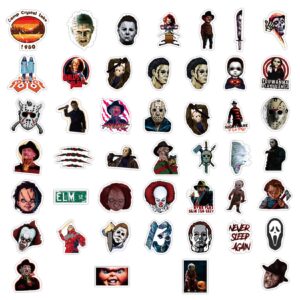 50Pcs Thriller Horror Movie Killer Role Character Stickers for Water Bottle Cup Laptop Guitar Car Motorcycle Bike Skateboard Luggage Box Vinyl Waterproof Graffiti Patches XQX