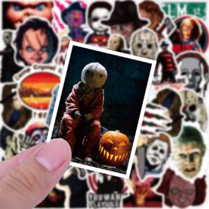 50Pcs Thriller Horror Movie Killer Role Character Stickers for Water Bottle Cup Laptop Guitar Car Motorcycle Bike Skateboard Luggage Box Vinyl Waterproof Graffiti Patches XQX