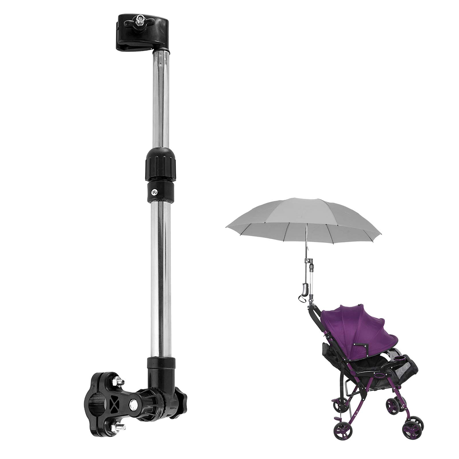 Umbrella Wheelchair Mount, Retractable Umbrella Holder for Stroller, Universal Umbrella Stand for Bike Bicycle Pram Baby Stroller Wheelchair Fishing Trolley