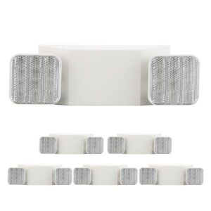 exitlux 6 pack led white emergency exit fixture with battery backup -ul led emergency lighting and 2 led heads adjustable light heads for indoor outdoor emergency lighting