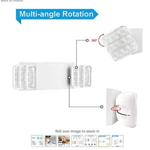 EXITLUX 6 Pack LED White Emergency Exit Fixture with Battery Backup -UL LED Emergency Lighting and 2 LED Heads Adjustable Light Heads for Indoor Outdoor Emergency Lighting