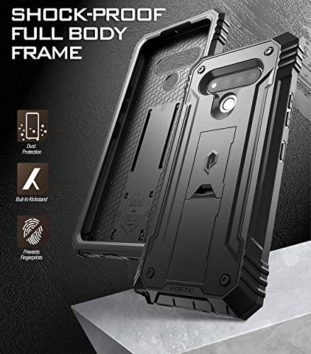 Poetic Revolution Series for LG Stylo 6 Case, Full-Body Rugged Dual-Layer Shockproof Protective Cover with Kickstand and Built-in-Screen Protector, Black