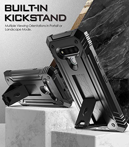 Poetic Revolution Series for LG Stylo 6 Case, Full-Body Rugged Dual-Layer Shockproof Protective Cover with Kickstand and Built-in-Screen Protector, Black