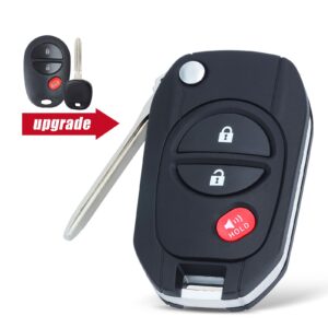 Keyecu Upgraded Flip Remote Car Key Shell Case for Toyota Sienna Highlander Tacoma GQ43VT20T,Just a Key Shell