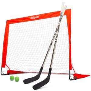 gosports street hockey, choose between street hockey goal set with sticks, or street hockey sticks (2 pack)