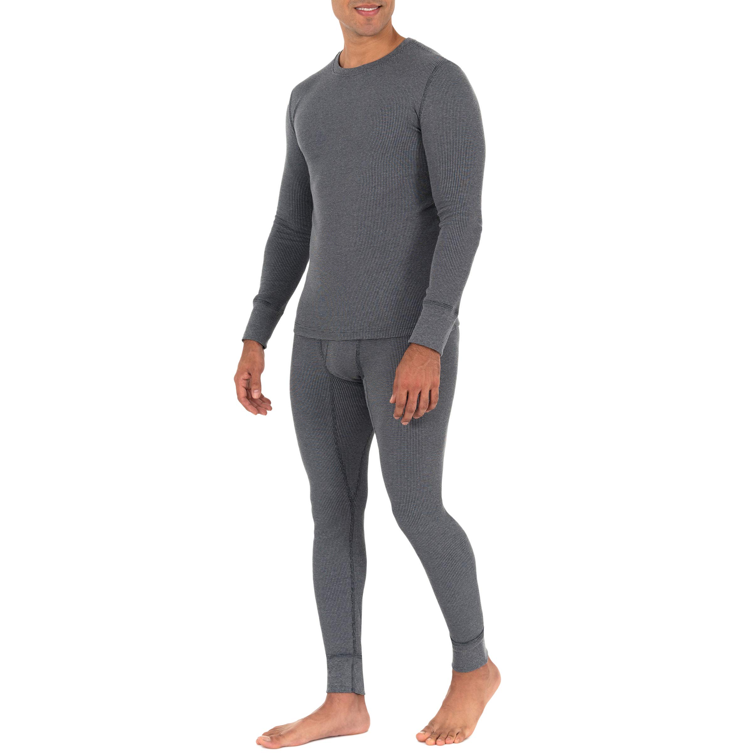 Fruit of the Loom Men's Recycled Waffle Thermal Underwear Set (Top and Bottom), Greystone Heather, 5X-Large