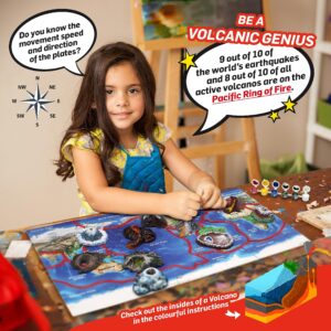 WILD ENVIRONMENTAL SCIENCE Volcanos of The World - Science Kit for Ages 8+ - Create 11 Volcanos, Mineral Pools, Lava Bombs, Tectonic Map and More