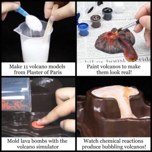 WILD ENVIRONMENTAL SCIENCE Volcanos of The World - Science Kit for Ages 8+ - Create 11 Volcanos, Mineral Pools, Lava Bombs, Tectonic Map and More