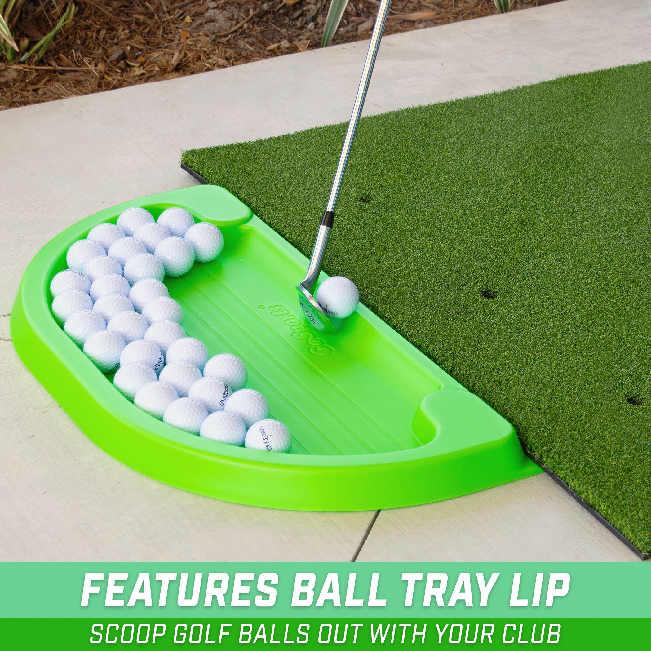 GoSports All-Weather Golf Ball Tray - 70 Ball Capacity - Compatible with All Hitting Mats - Black or Green