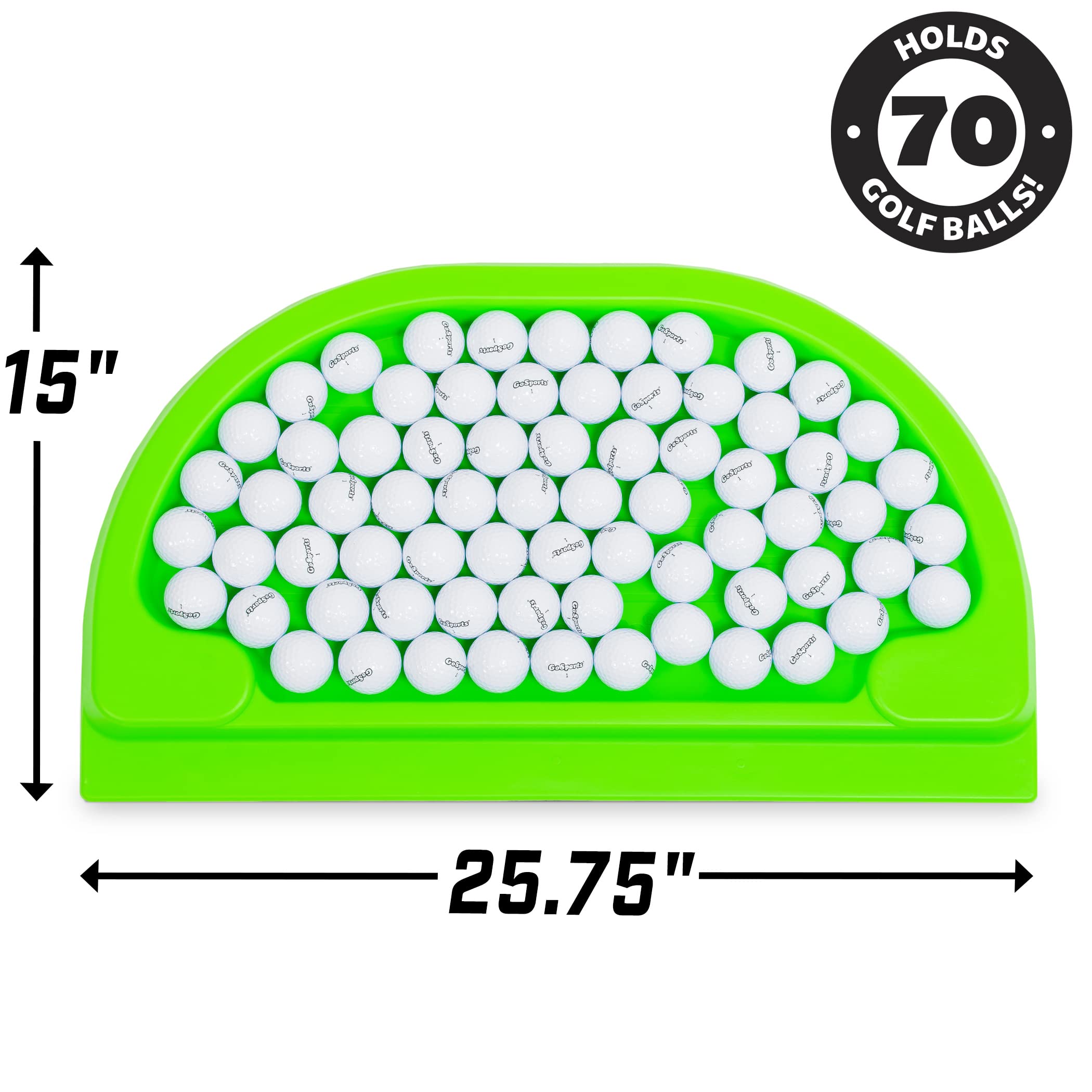 GoSports All-Weather Golf Ball Tray - 70 Ball Capacity - Compatible with All Hitting Mats - Black or Green