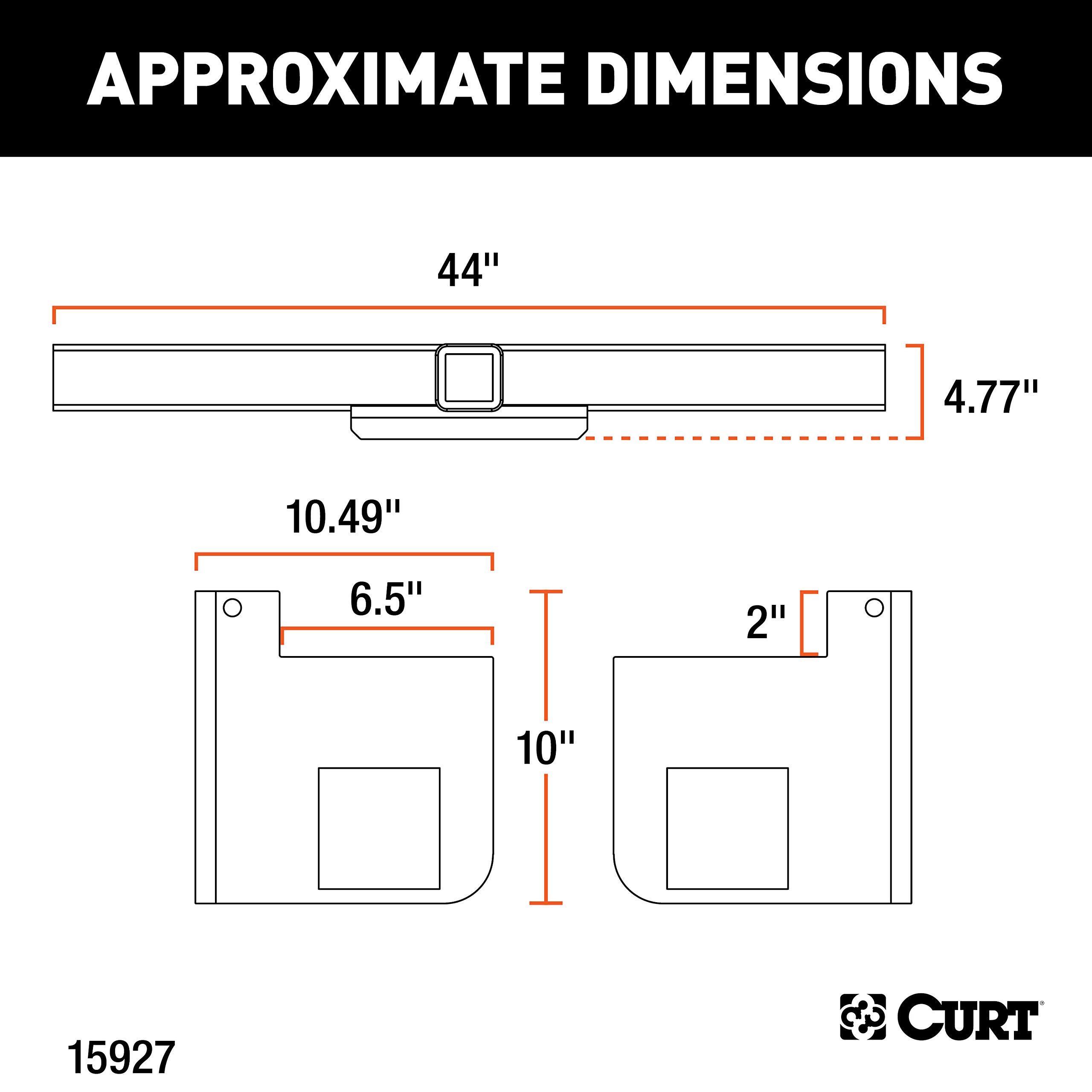 CURT 15927 Class 5 Weld-On Hitch, 2-Inch Receiver, Up to 16,000 lbs, 44-in Frames, 9" Drop , Black