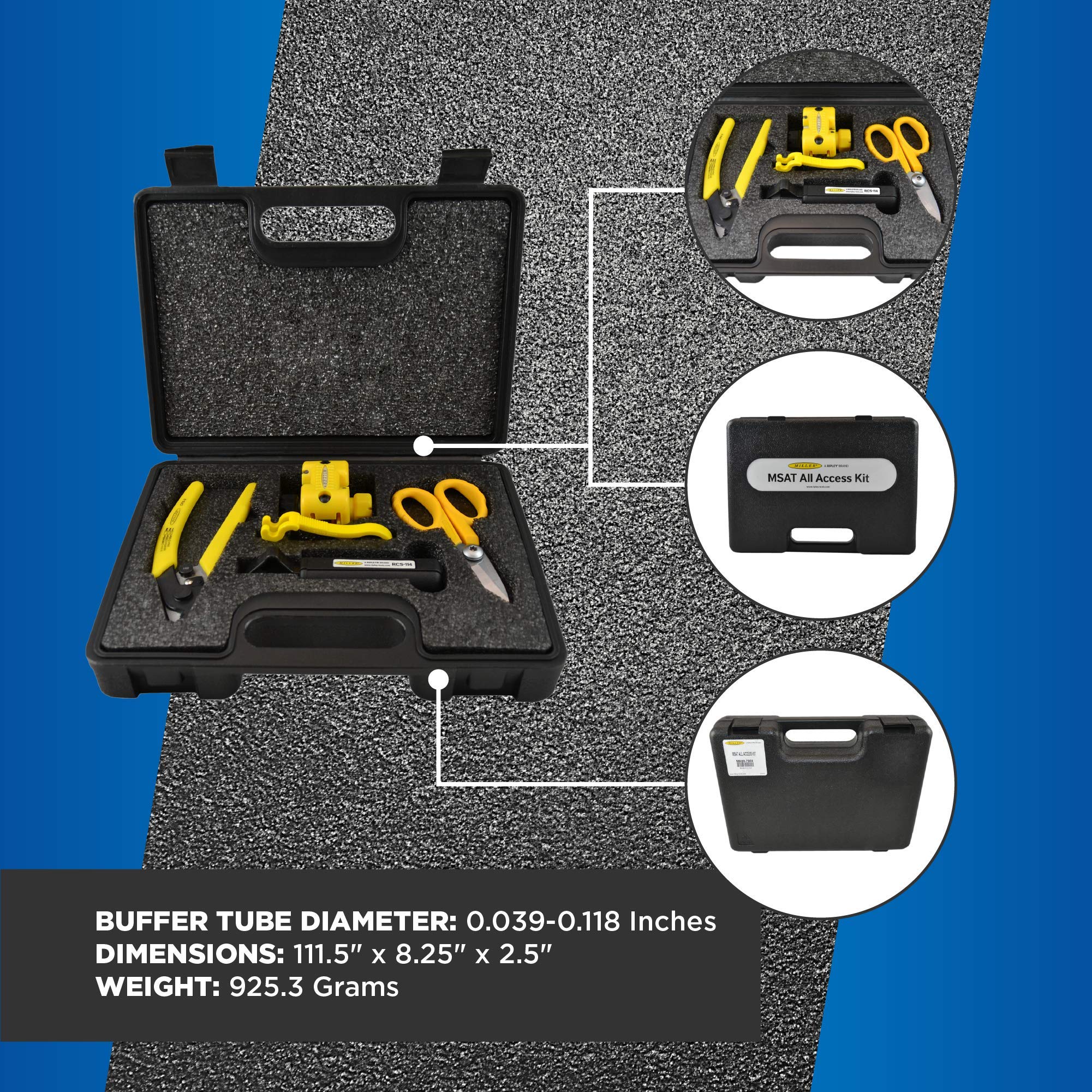 Miller MSAT All Access Tool Kit, Fiber Cable Stripping Tool, Metal Kevlar Scissors, Cable Stripper for Hard Cable Jackets, Buffer Tube Cutter, Mid-Span Fiber Optic Tool