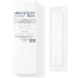 AllaQuix Basic Non-Woven Sterile Gauze Island Dressing (4" x 14" (Box of 25)) - Advanced Wound Care – Medical-Grade Adhesive Gauze Pads