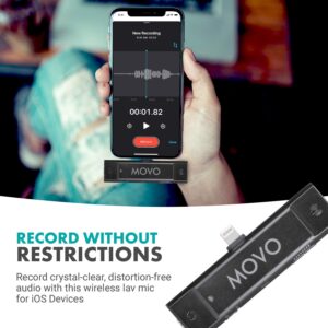 Movo Edge-DI-Duo Wireless Lavalier for iPhone - Perfect Compact Lav Mic for Smartphone Gimbal Stabilizer - Great for Vlogging, Filming, Teachers, and More - Compatible with DJI Osmo OM 4, 5