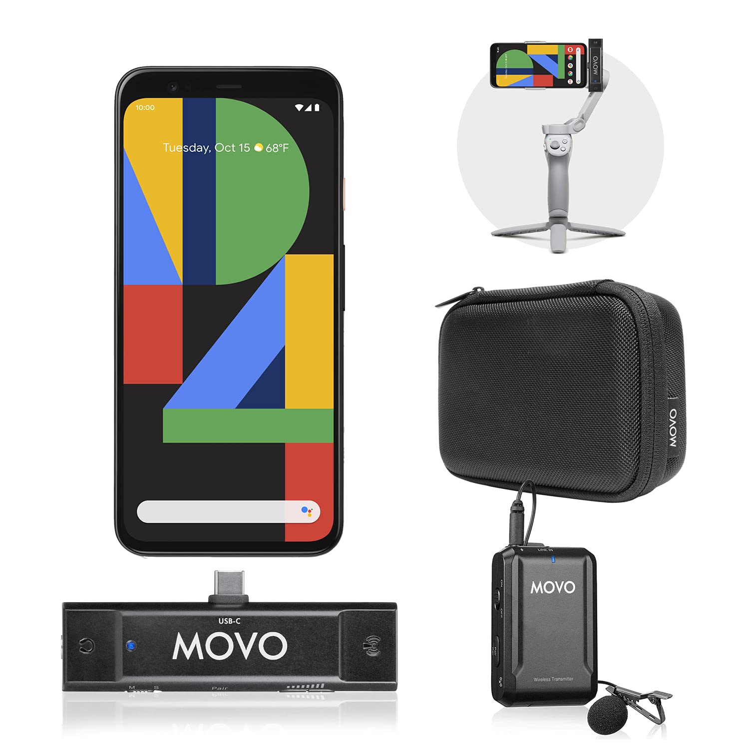 Movo Edge-UC USB Type-C Wireless Lavalier Microphone System - Omnidirectional Lapel Mics Compatible with USB-C Android, Samsung, and DJI OM 4 or 5