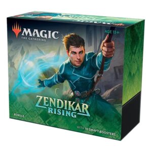 magic: the gathering zendikar rising bundle | 10 draft booster packs (150 cards) | foil lands | accessories