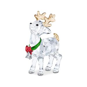 swarovski joyful ornaments santa’s reindeer figurine, multicolored swarovski crystals, part of the swarovski joyful ornaments collection