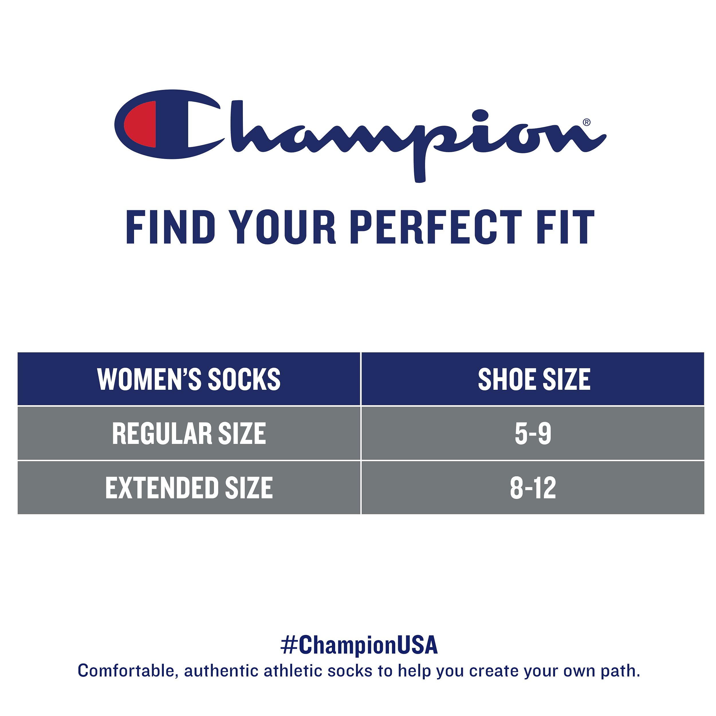 Champion womens Double Dry 6-pair Pack Logo Crew Socks, Black, 9 US